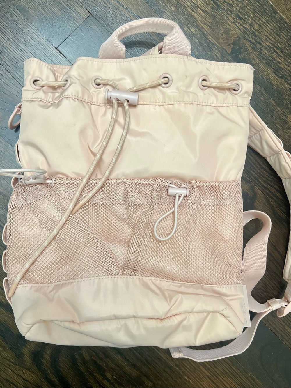Dagne Dover Light Pink Neoprene Mesh Mini Backpack Crossbody Bag